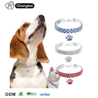 kopen Rhinestone Kat Diamanten Kraag Blauw Rood Diamanten Kraag Ketting Voor Honden online vervaardiging