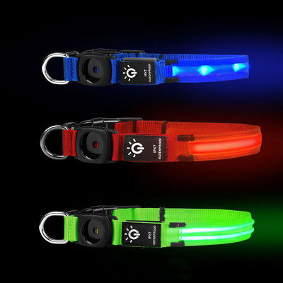 kopen LED hondenkraag waterdicht Middelgrote honden AirTag houder Flash Light Up Customized Logo Design online vervaardiging