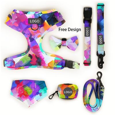 kopen Neopreen hondenharnas en lijn Set Gepersonaliseerd ontwerper Custom Pattern Geen trek zachte huisdierharnas voor kleine tot middelgrote honden online vervaardiging