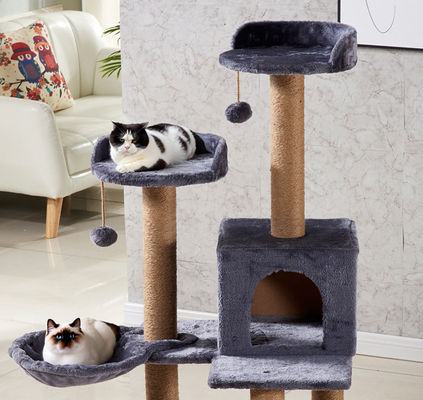 kopen Op maat gemaakte houten kattenklimboom met modern luxe ontwerp en krabbelstaart online vervaardiging