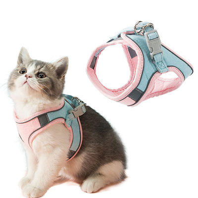 Liefste verstelbare huisdier harnas zacht nylon mesh reflecterende kat harnas leiband set