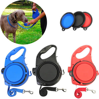 Blauw Oranje Hond Leash Water Bowl Intrekbare Nylon Hond Lood Met Water Bowl