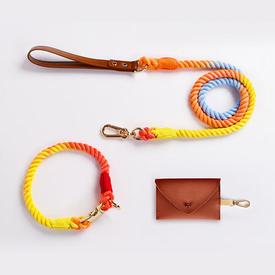 Multicolor Leash Collar Harness Set Wandelen Cotton touw Training Hond Leash Collar Set