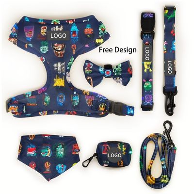 Custom Logo Print Pattern Gepersonaliseerd Huisdier Harness Set met Bowknot Decoratie en Waterdicht Design