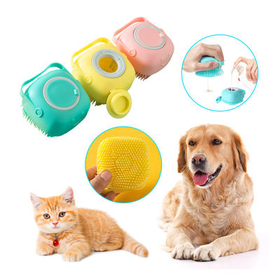 Blauw Roze Shampoo Dispensing Borstel Silicone Hond Badborstel Custom