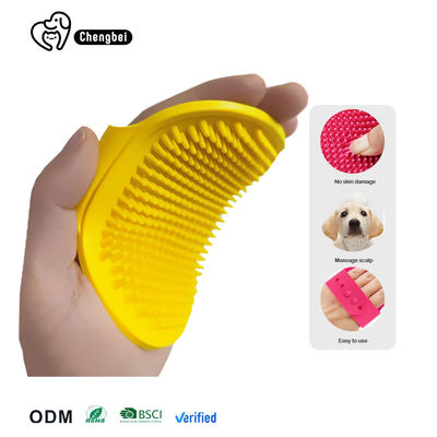 Draagbare gele puppy badborstel TPR bad en borstel hond verzorging
