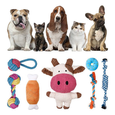 Cat Sound Plush Toy Set Silicone touw Interactief Plush Dog Toys