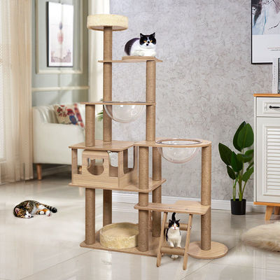 Kat Actief Speel Speelgoed Meerdere niveaus Hoog Huis Kat Activiteit Boom met Sisal Krabbelstenen Hout Activiteit Kat Speelhuis