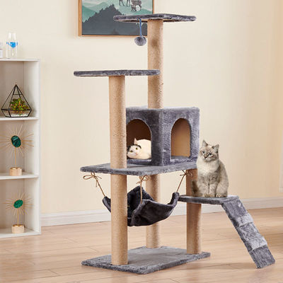 Meerdere niveaus Kattenboomhuis Krabbelpost Zwaar werk met Sisal touw Kattentoren Kolom Klimboom voor katten en dieren