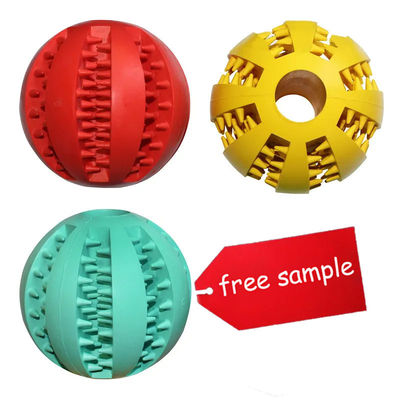 Honden kauw speelgoed Tpr Rubber Puppy Treat Toy Ball Feeding Ball For Pet in lichtblauw/geel/rood/donkerblauw/oranje/groen Kleuren