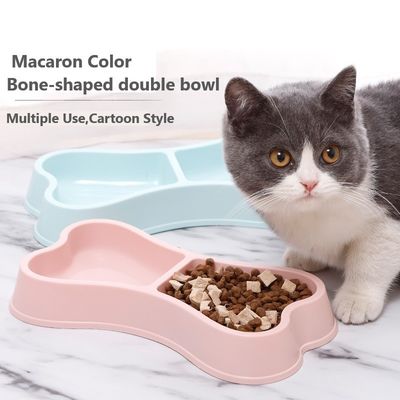 Voedingsbakken voor huisdieren Duurzame macaron kleur botvorm Dubbele voedselbak voor honden en katten