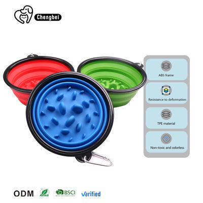 Pet Cat Slow Feeder Silicone Draagbare Opvouwbare Opvouwbare Honden Bowl Outdoor Activiteiten